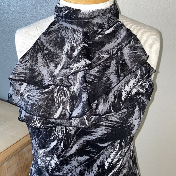 AGB Blouse Women’s Small Black Sleeveless Ruffled Lined Ladies - Picture 2 of 8